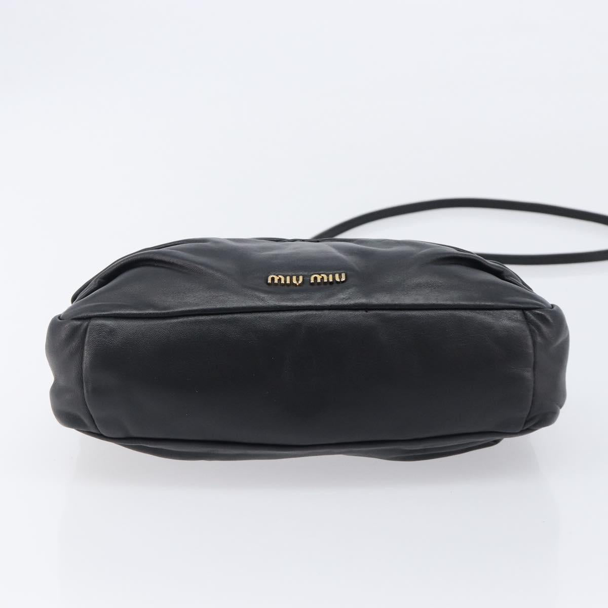 Miu Miu Shoulder Bag Leather Black Gold Tone Auth 209743A