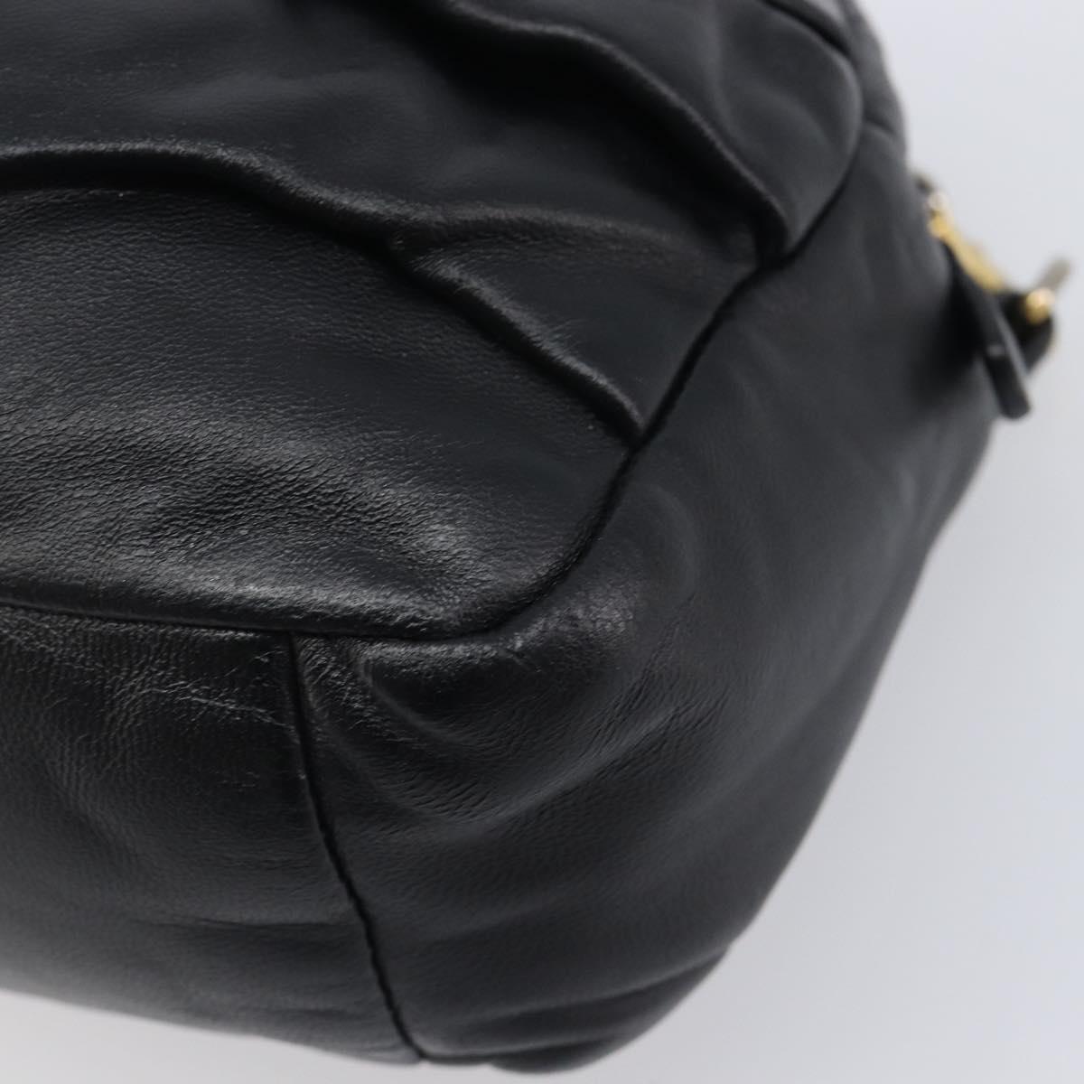 Miu Miu Shoulder Bag Leather Black Gold Tone Auth 209743A