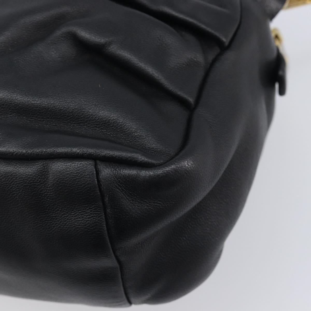 Miu Miu Shoulder Bag Leather Black Gold Tone Auth 209743A
