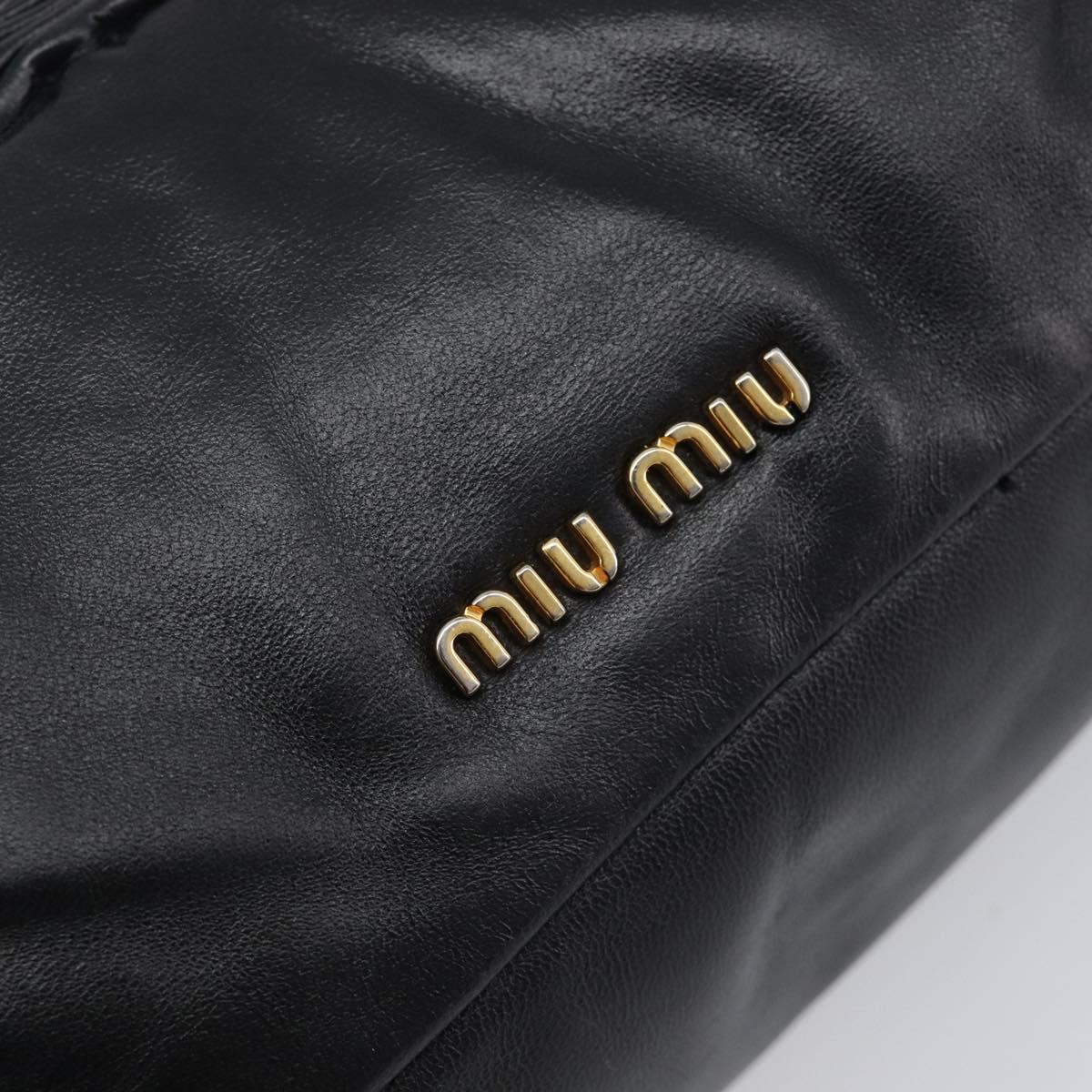 Miu Miu Shoulder Bag Leather Black Gold Tone Auth 209743A