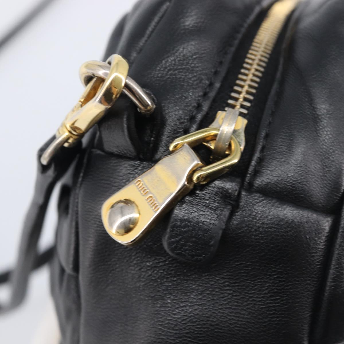 Miu Miu Shoulder Bag Leather Black Gold Tone Auth 209743A