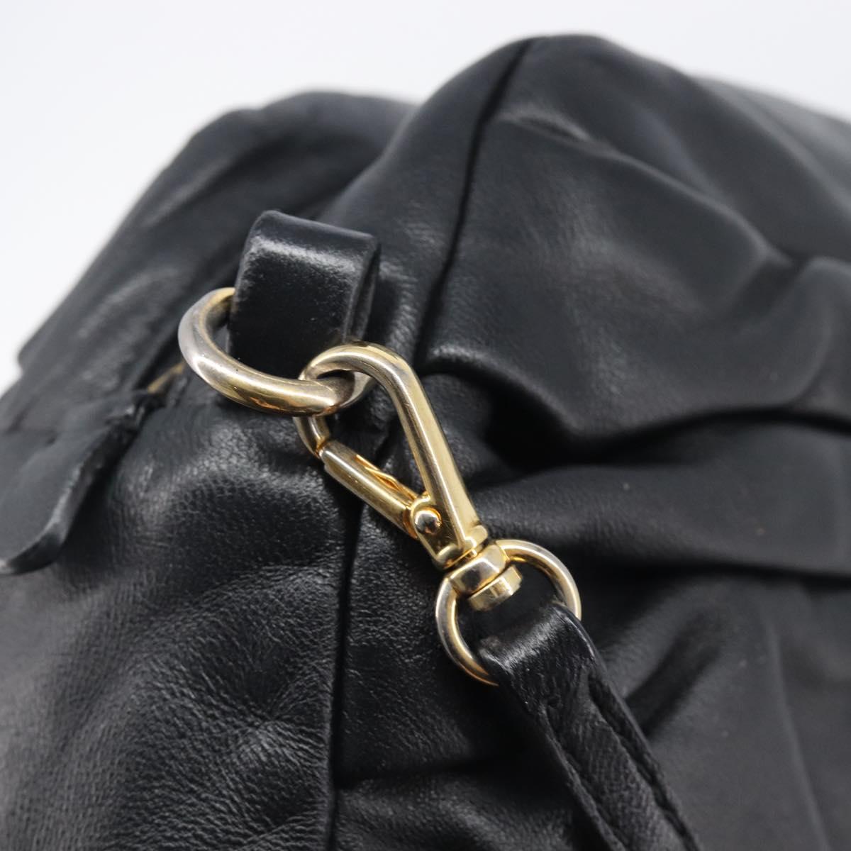 Miu Miu Shoulder Bag Leather Black Gold Tone Auth 209743A