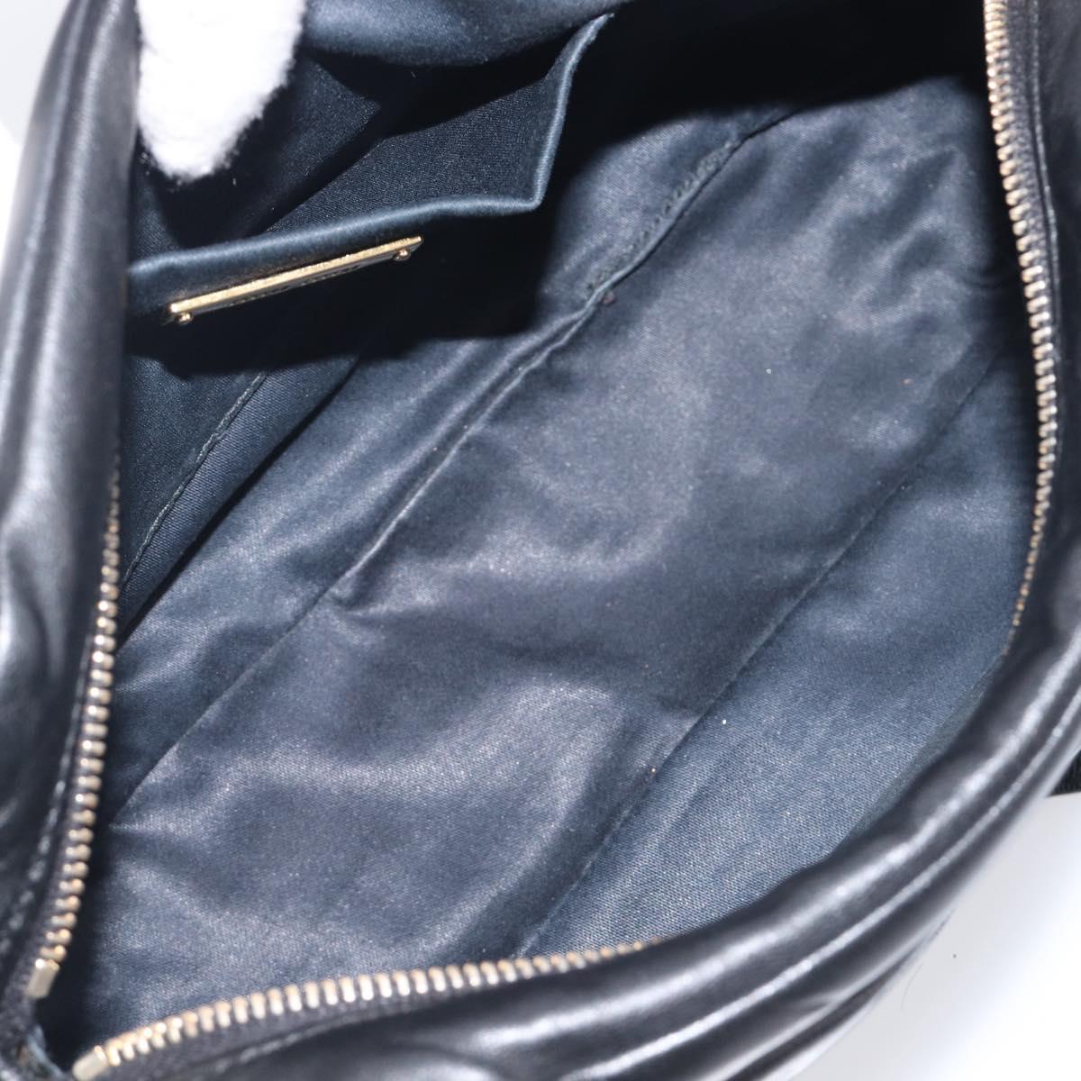 Miu Miu Shoulder Bag Leather Black Gold Tone Auth 209743A