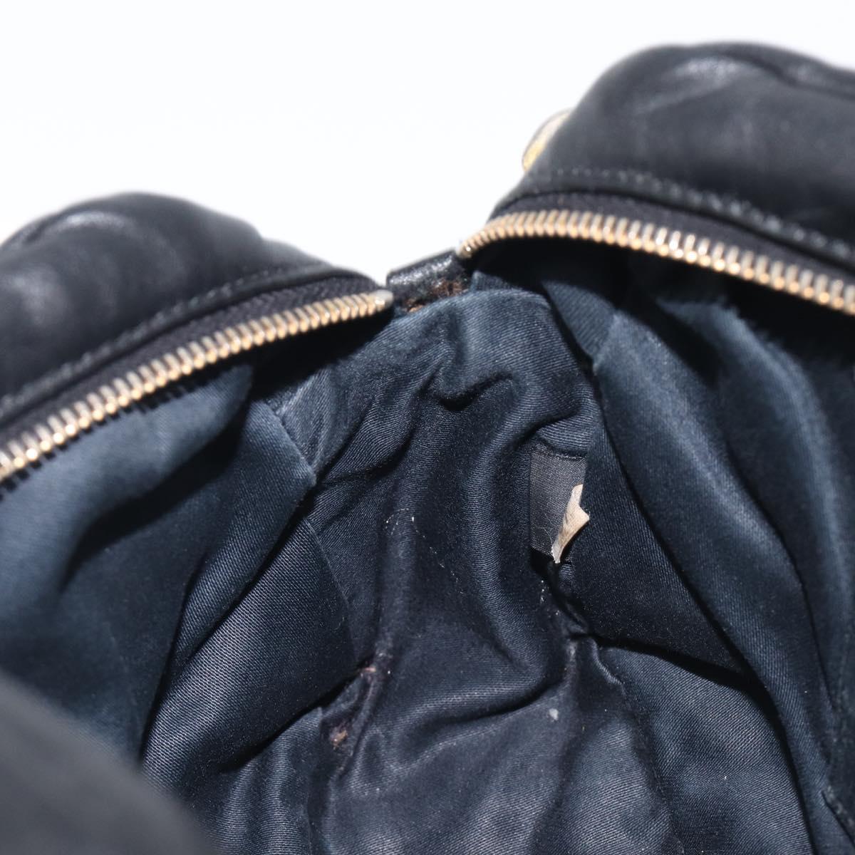 Miu Miu Shoulder Bag Leather Black Gold Tone Auth 209743A