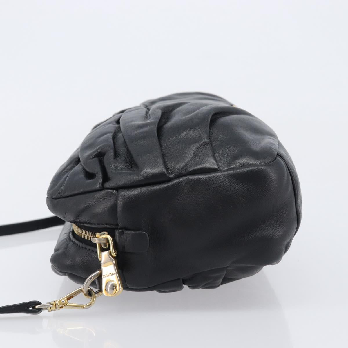Miu Miu Shoulder Bag Leather Black Gold Tone Auth 209743A
