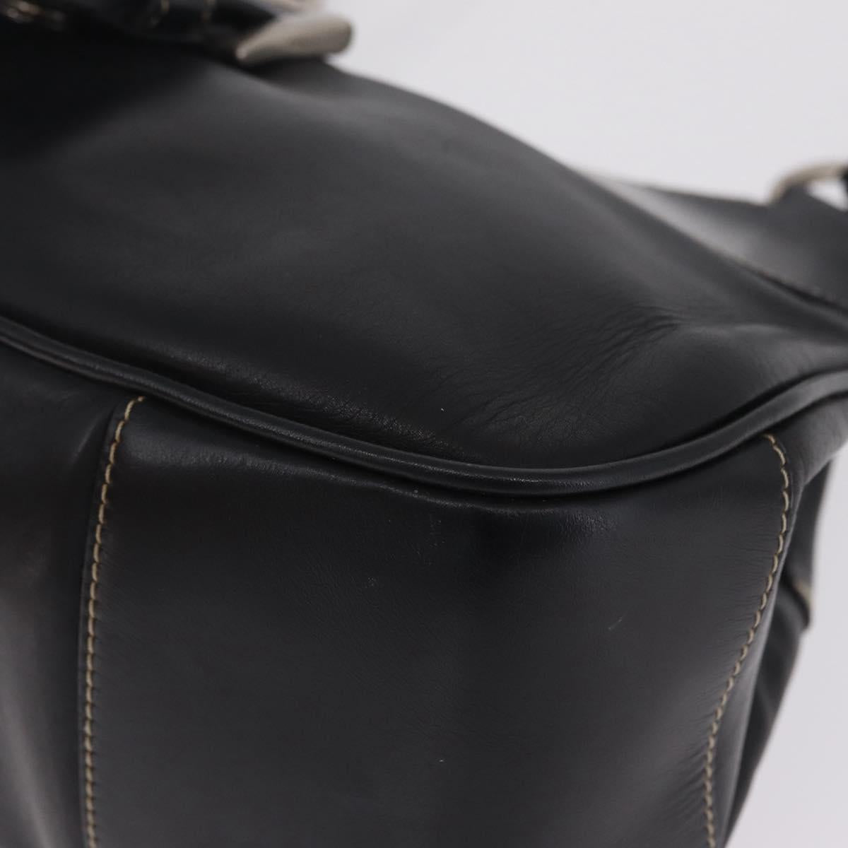 PRADA Shoulder Bag Leather Black Silver Auth 209747V