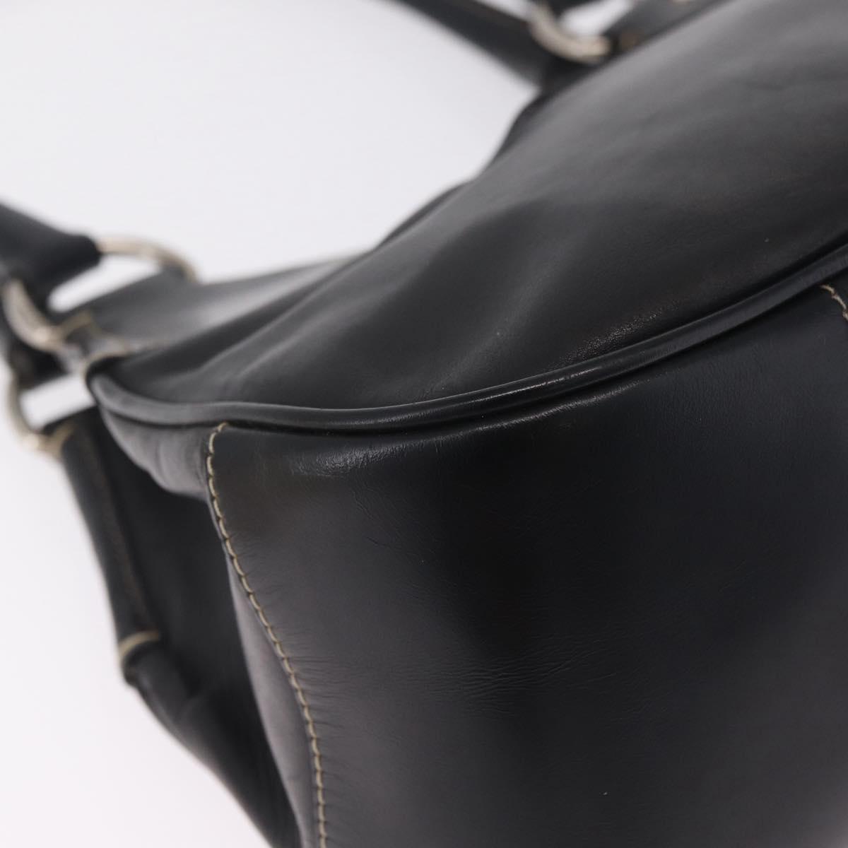 PRADA Shoulder Bag Leather Black Silver Auth 209747V