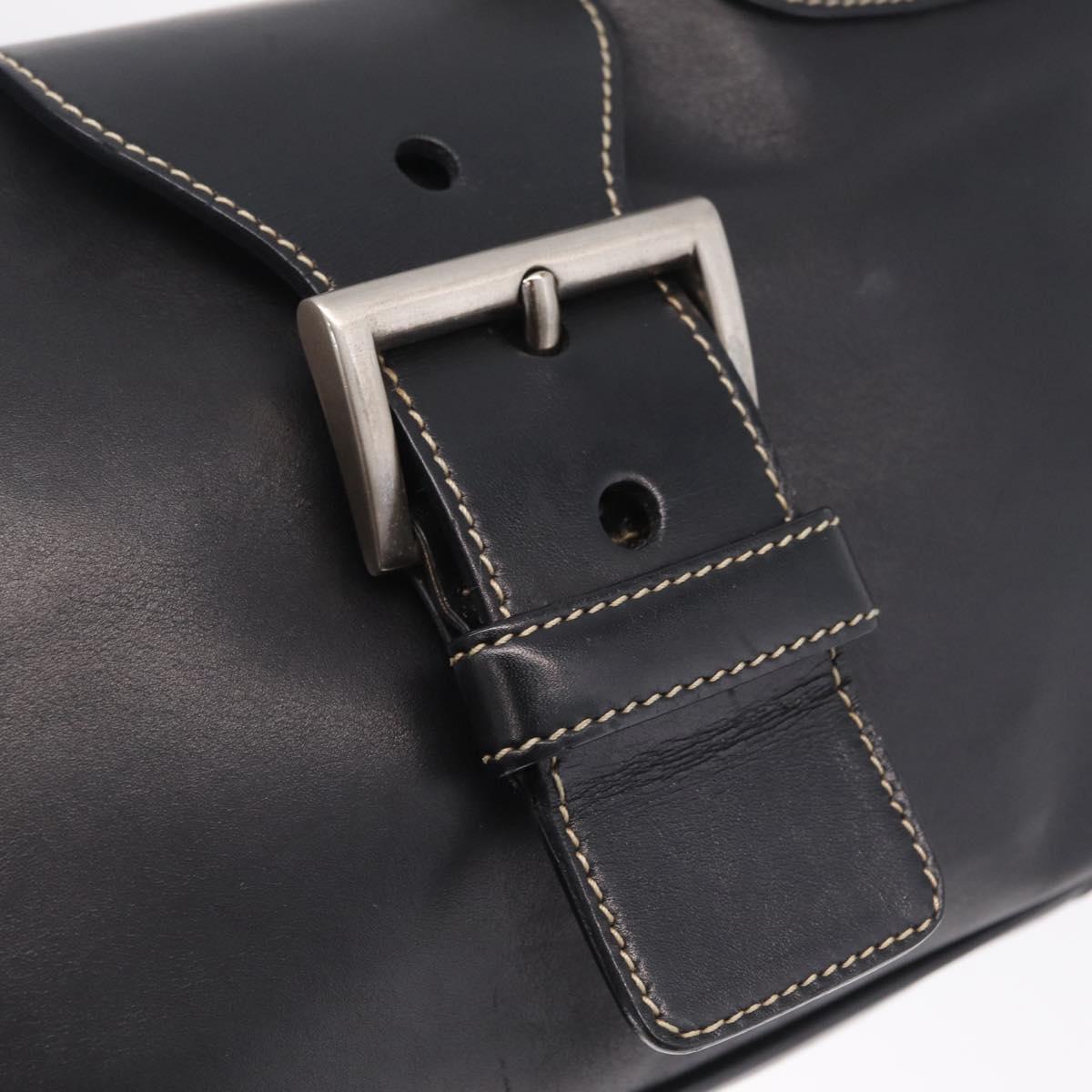 PRADA Shoulder Bag Leather Black Silver Auth 209747V