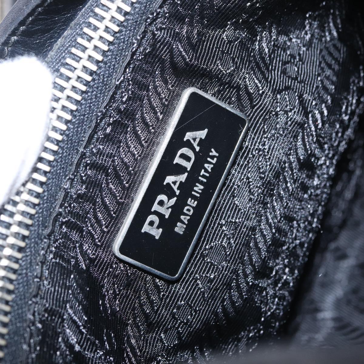PRADA Shoulder Bag Leather Black Silver Auth 209747V