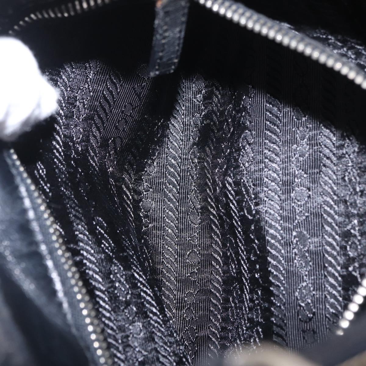 PRADA Shoulder Bag Leather Black Silver Auth 209747V