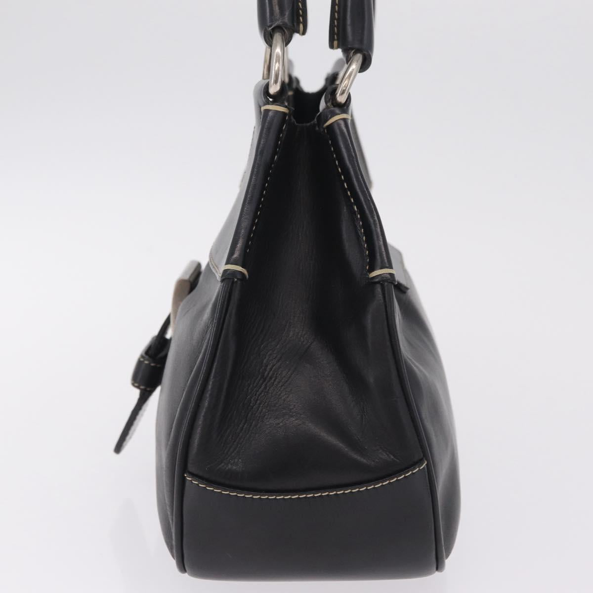 PRADA Shoulder Bag Leather Black Silver Auth 209747V