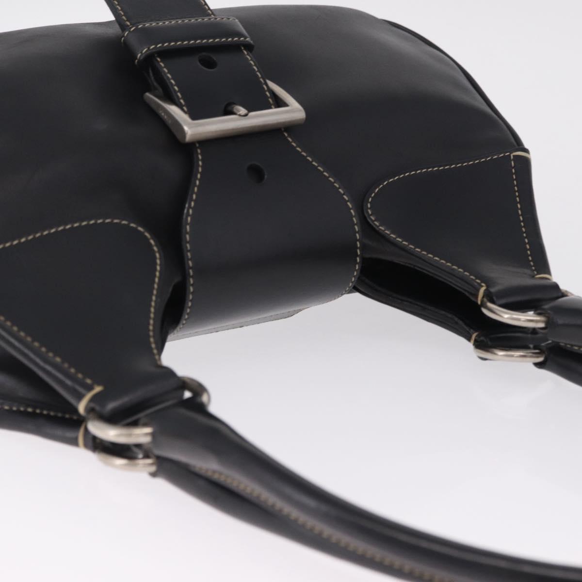 PRADA Shoulder Bag Leather Black Silver Auth 209747V