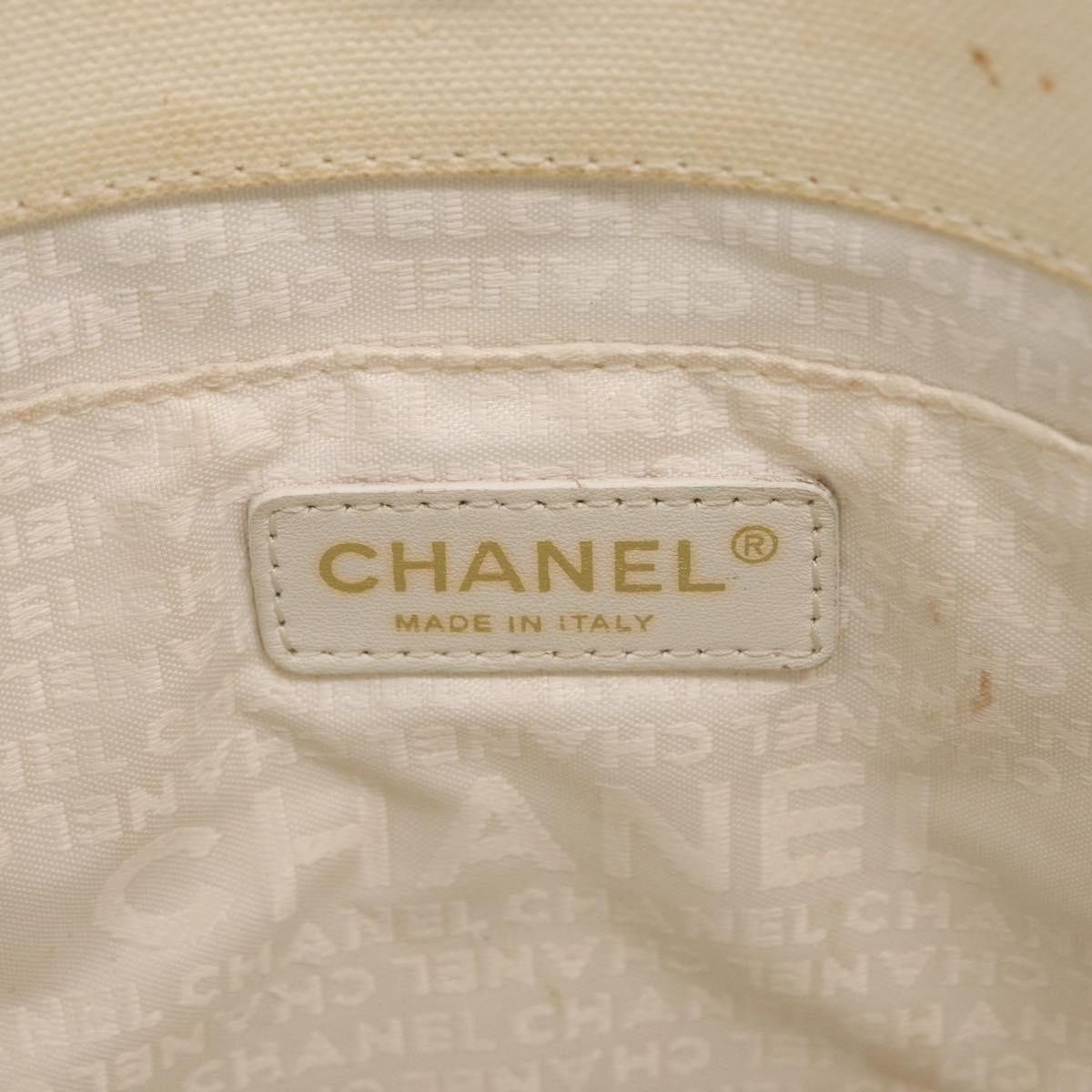 CHANEL Window Line Tote Bag Canvas Ivory Black CC Auth 209756A
