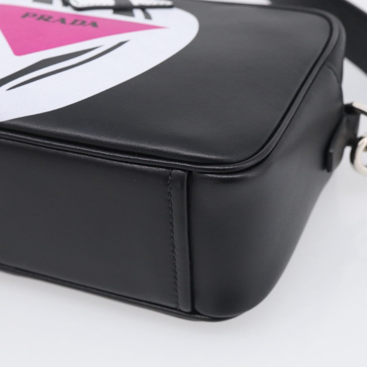 PRADA Shoulder Bag Leather Black Silver Auth 209770M