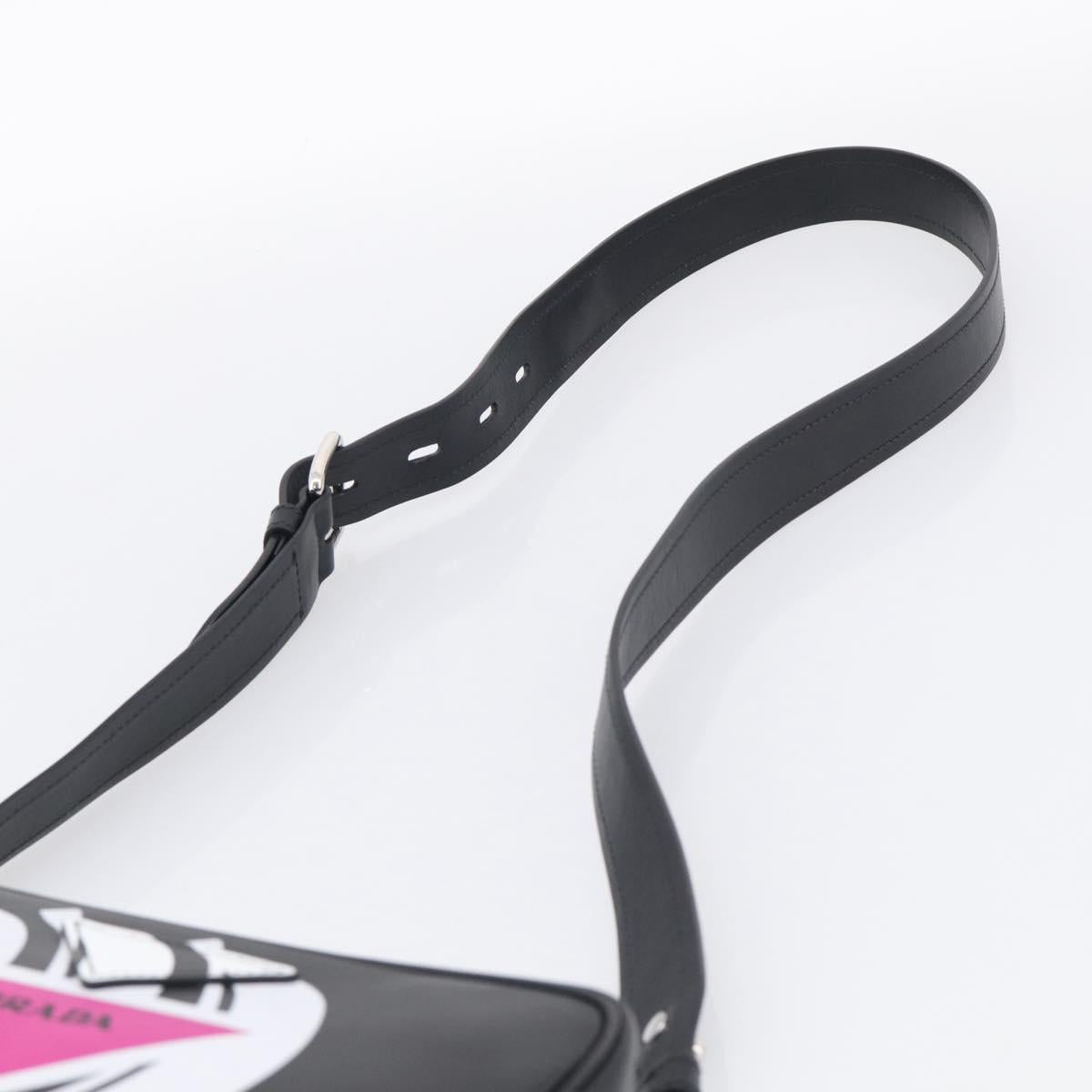 PRADA Shoulder Bag Leather Black Silver Auth 209770M