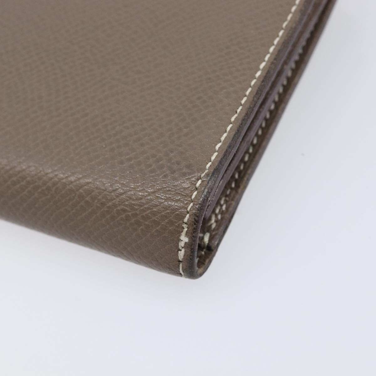 HERMES Bane Souffle Long Wallet Leather Beige Silver Auth 209775