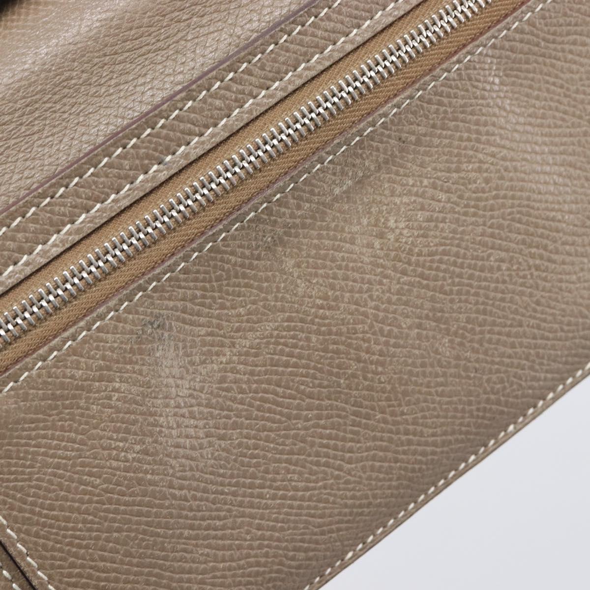 HERMES Bane Souffle Long Wallet Leather Beige Silver Auth 209775