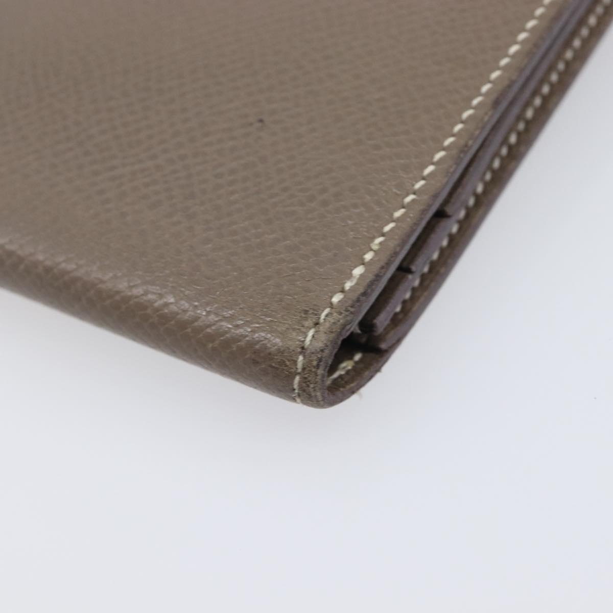 HERMES Bane Souffle Long Wallet Leather Beige Silver Auth 209775