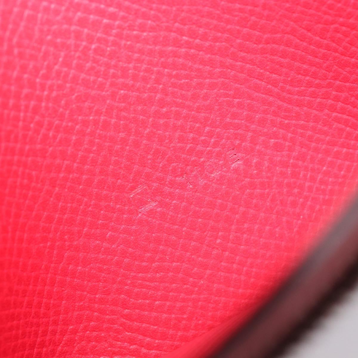 HERMES Bean Long Wallet Leather Red Silver Auth 209776A