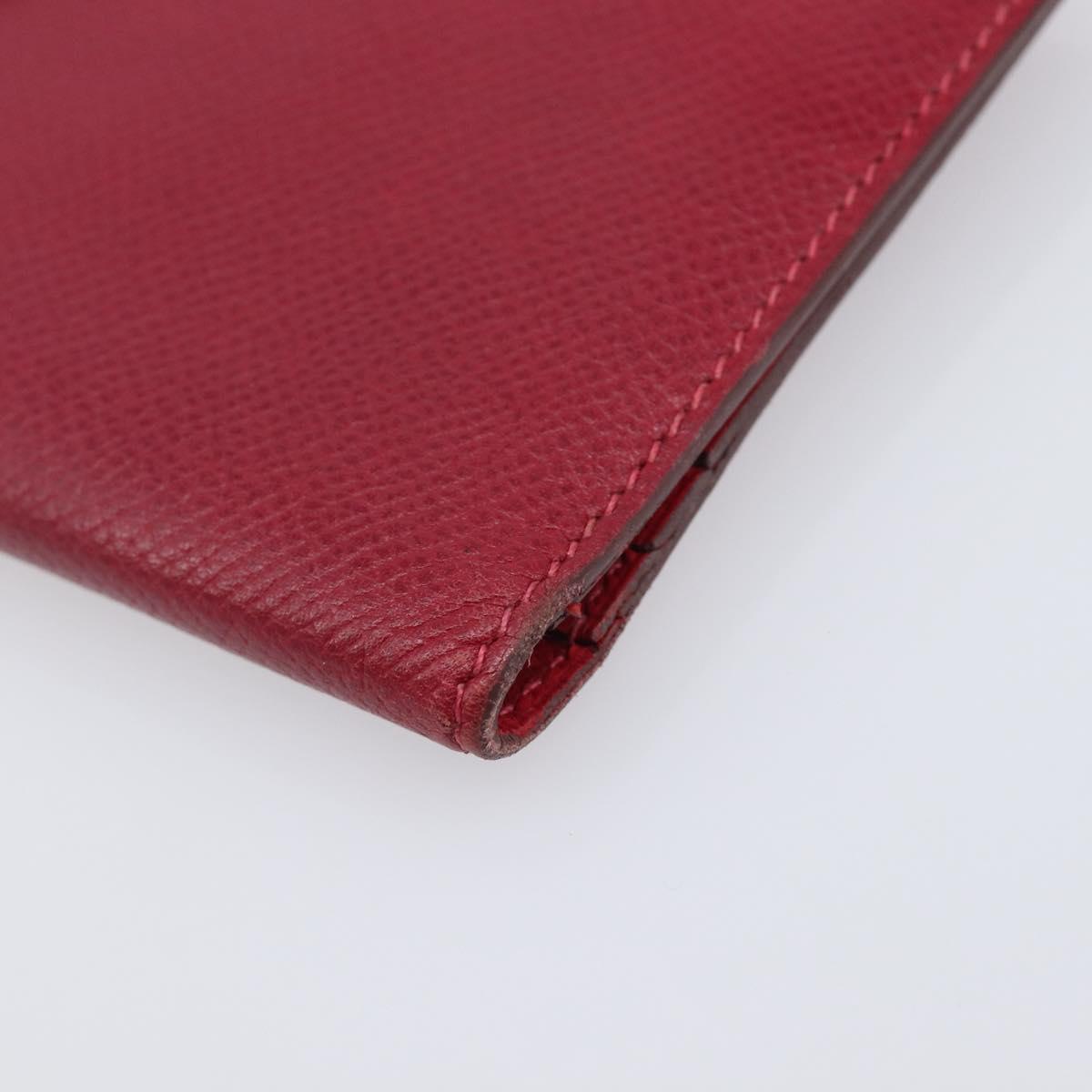 HERMES Bean Long Wallet Leather Red Silver Auth 209776A
