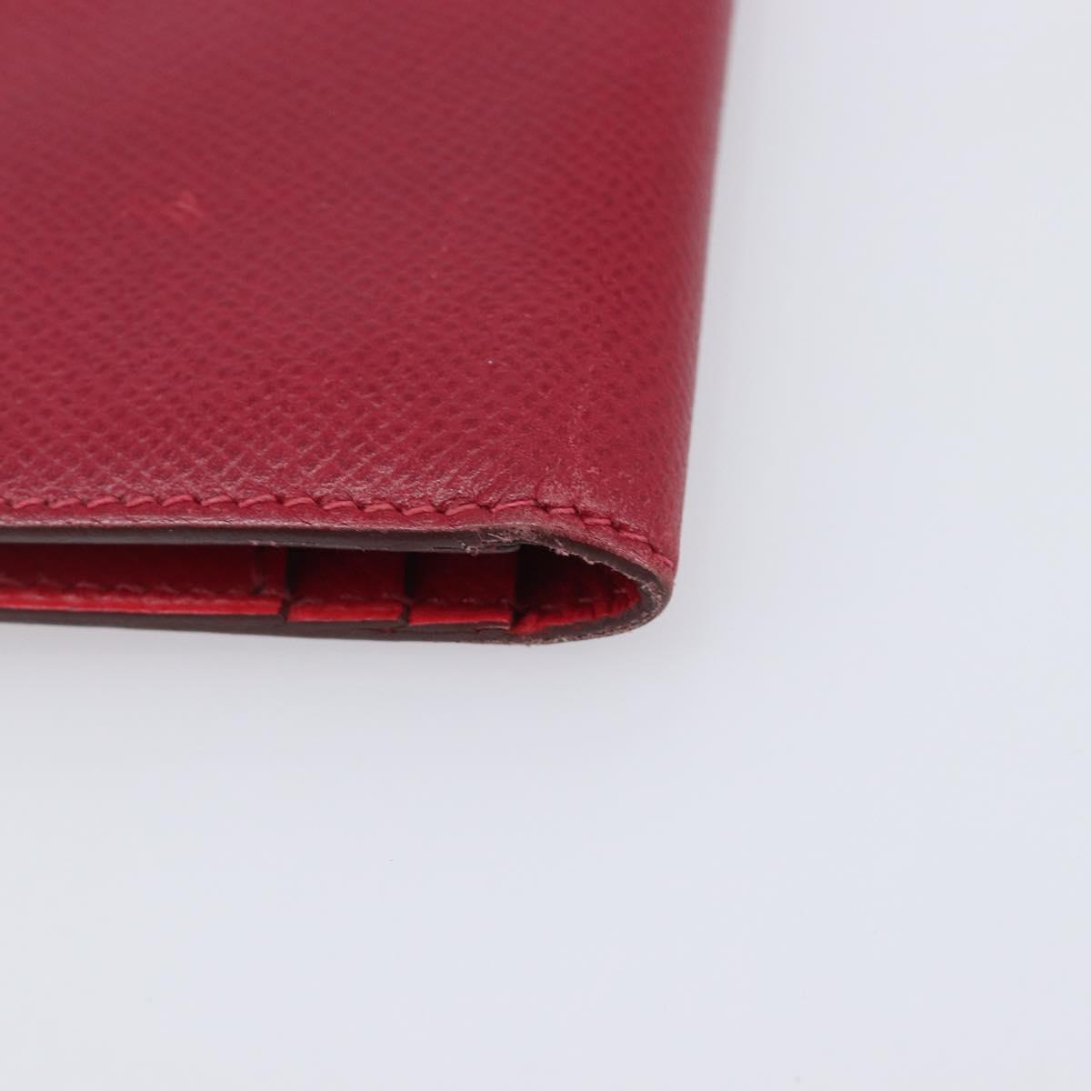 HERMES Bean Long Wallet Leather Red Silver Auth 209776A