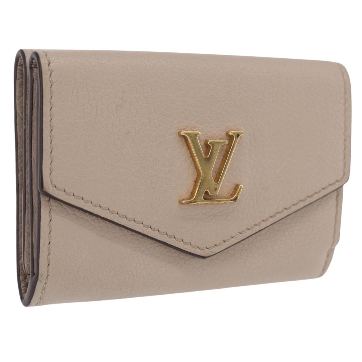 LOUIS VUITTON Portefeuille Rock Mini Trifold Wallet Leather Beige Auth 209777A