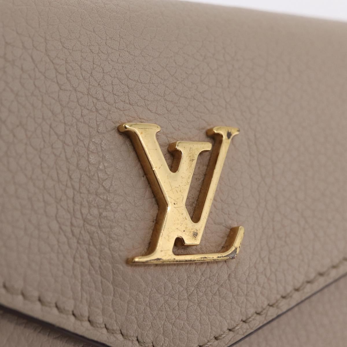 LOUIS VUITTON Portefeuille Rock Mini Trifold Wallet Leather Beige Auth 209777A