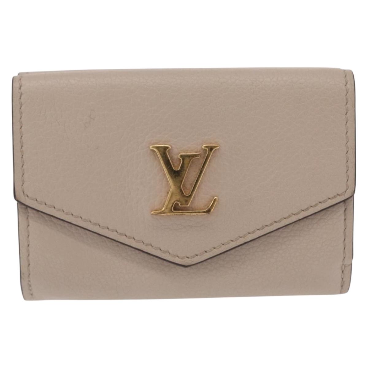 LOUIS VUITTON Portefeuille Rock Mini Trifold Wallet Leather Beige Auth 209777A