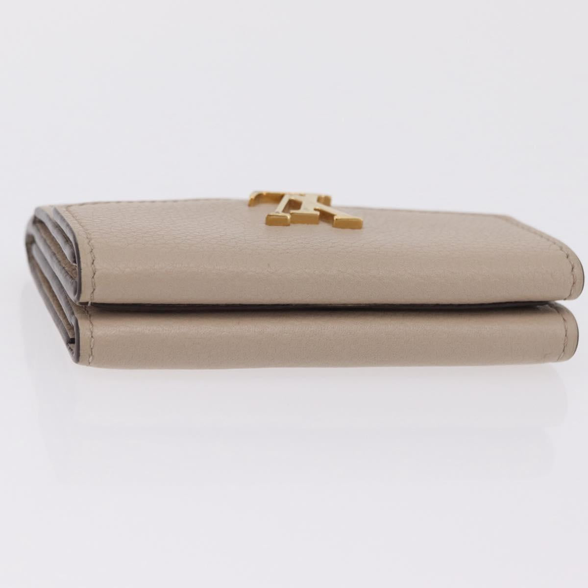LOUIS VUITTON Portefeuille Rock Mini Trifold Wallet Leather Beige Auth 209777A