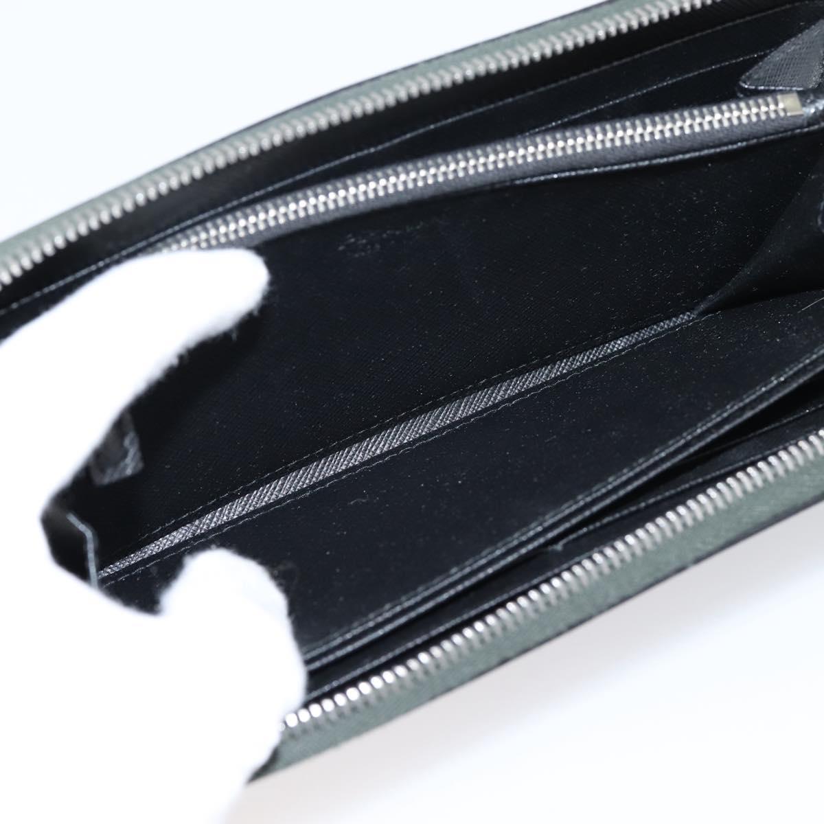 PRADA Long Wallet Saffiano leather Gray Silver Auth 209782M