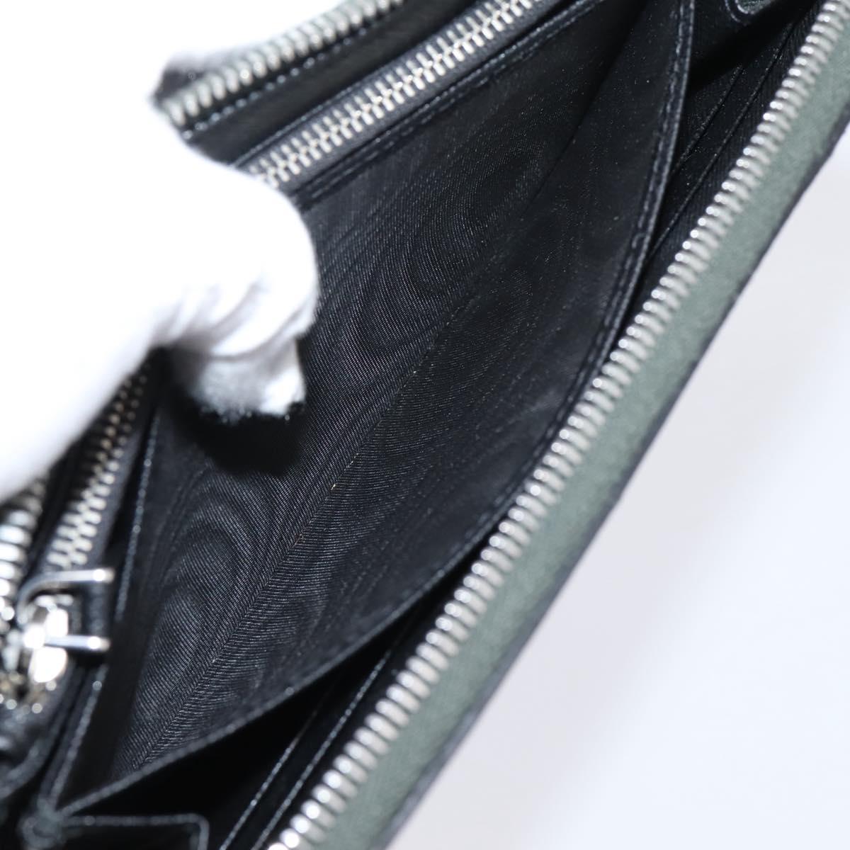 PRADA Long Wallet Saffiano leather Gray Silver Auth 209782M