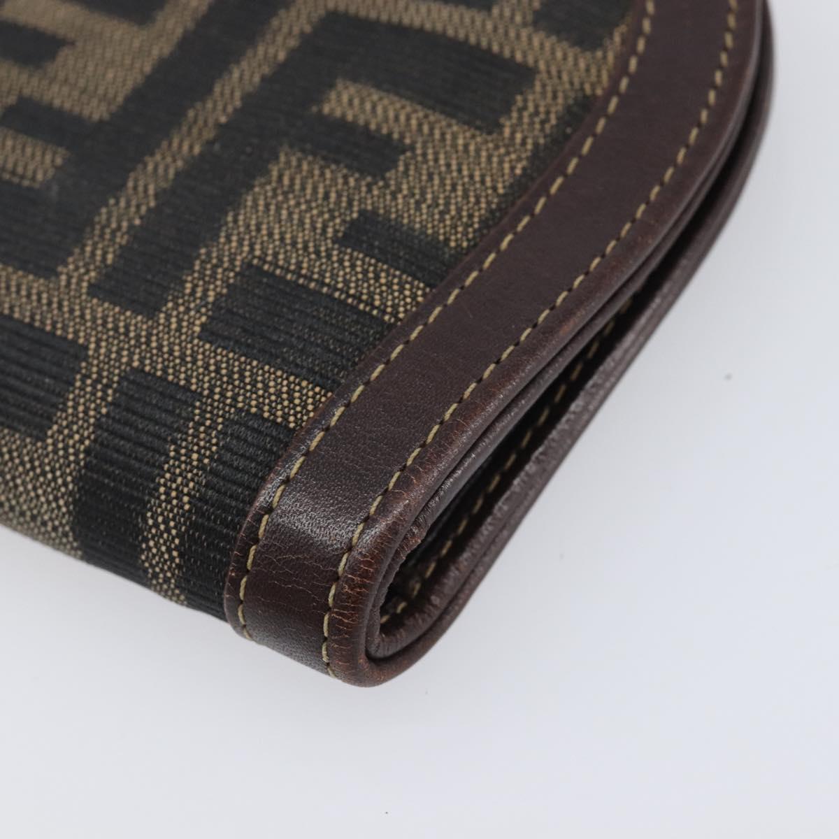 FENDI Zucca Canvas Wallet Brown Auth 209784A