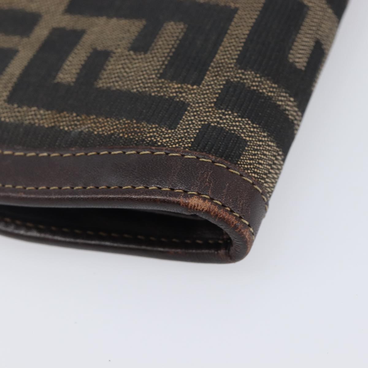FENDI Zucca Canvas Wallet Brown Auth 209784A