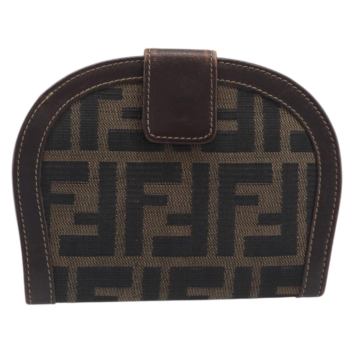 FENDI Zucca Canvas Wallet Brown Auth 209784A