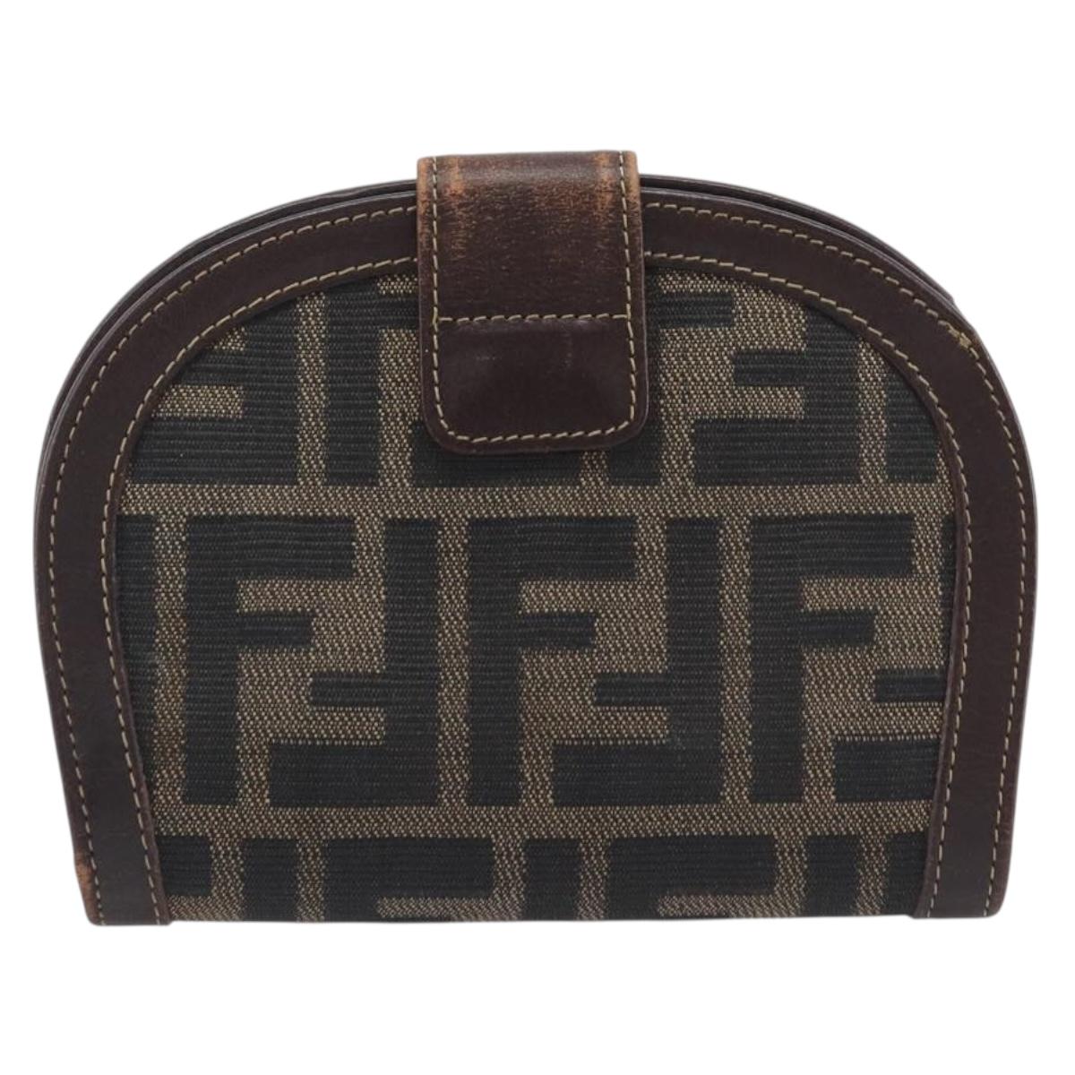 FENDI Zucca Canvas Wallet Brown Auth 209784A