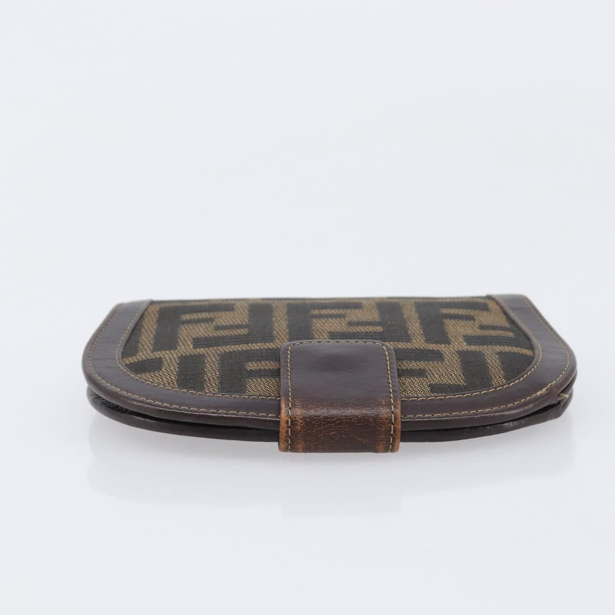 FENDI Zucca Canvas Wallet Brown Auth 209784A