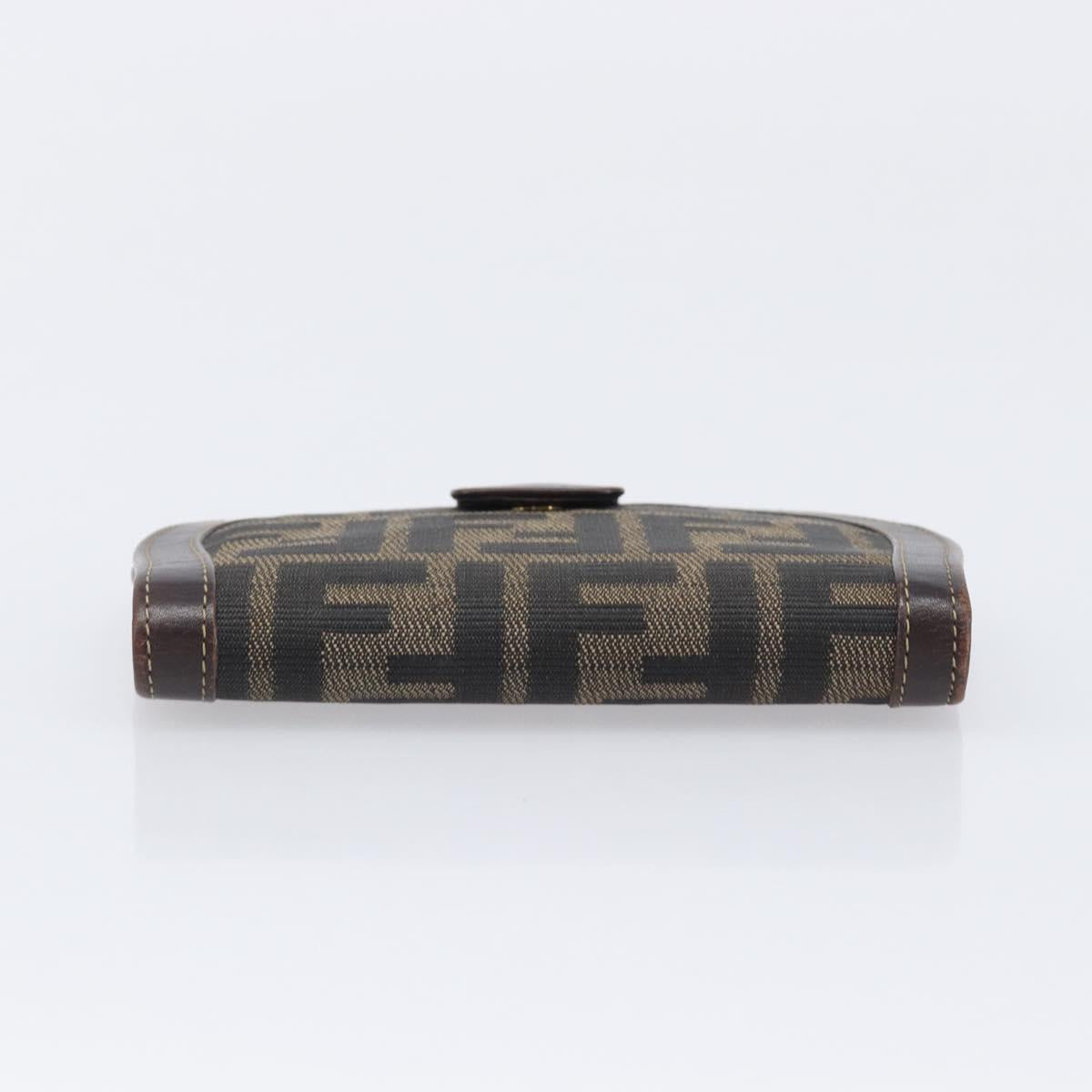 FENDI Zucca Canvas Wallet Brown Auth 209784A