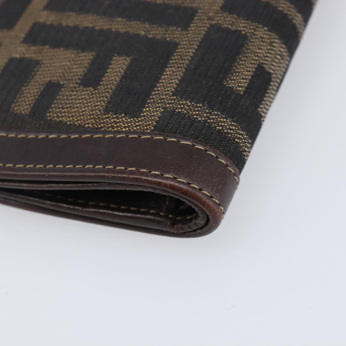 FENDI Zucca Canvas Wallet Brown Auth 209784A