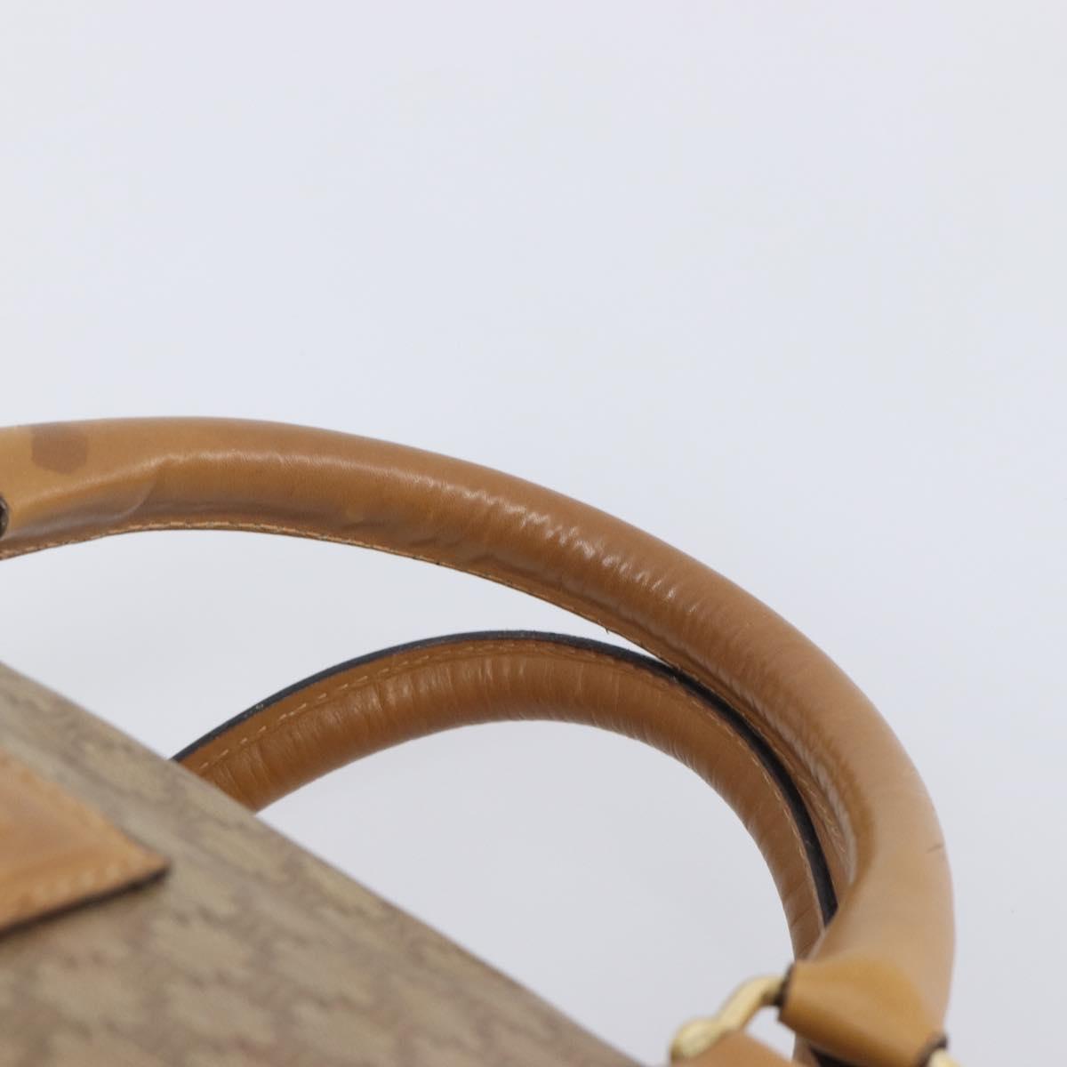 CELINE Macadam Boston Bag PVC Beige Gold Tone Auth 209796