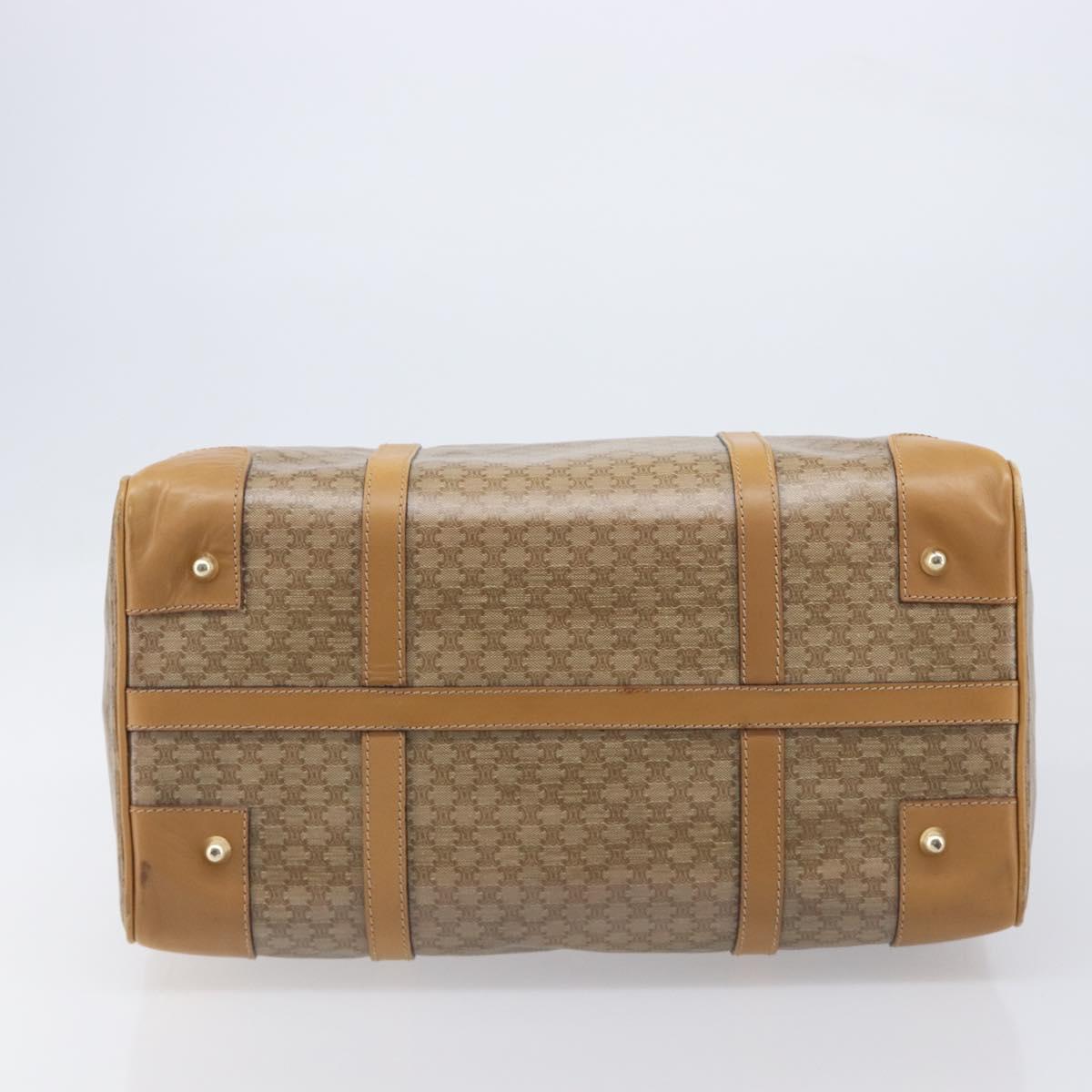 CELINE Macadam Boston Bag PVC Beige Gold Tone Auth 209796