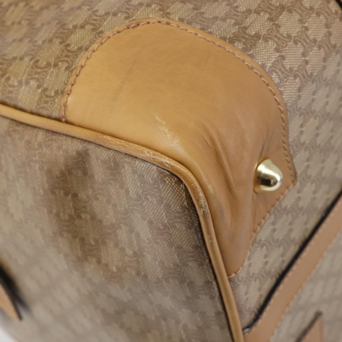 CELINE Macadam Boston Bag PVC Beige Gold Tone Auth 209796