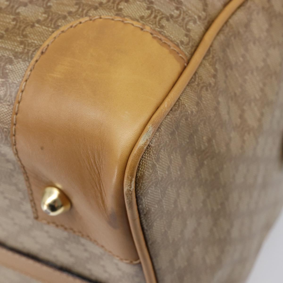 CELINE Macadam Boston Bag PVC Beige Gold Tone Auth 209796
