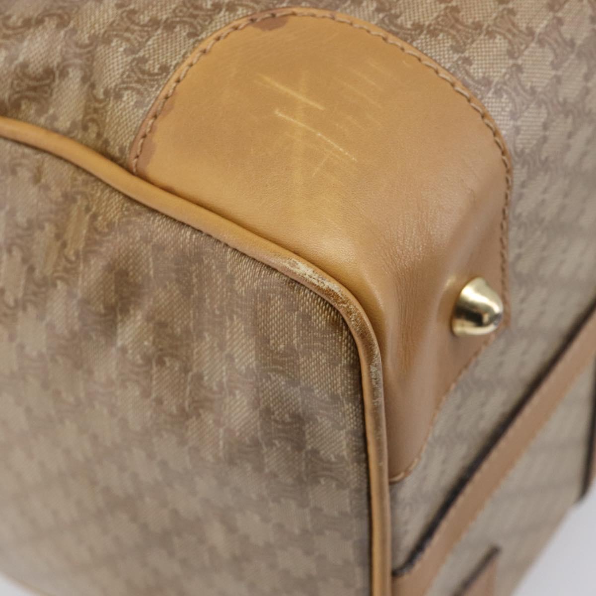 CELINE Macadam Boston Bag PVC Beige Gold Tone Auth 209796