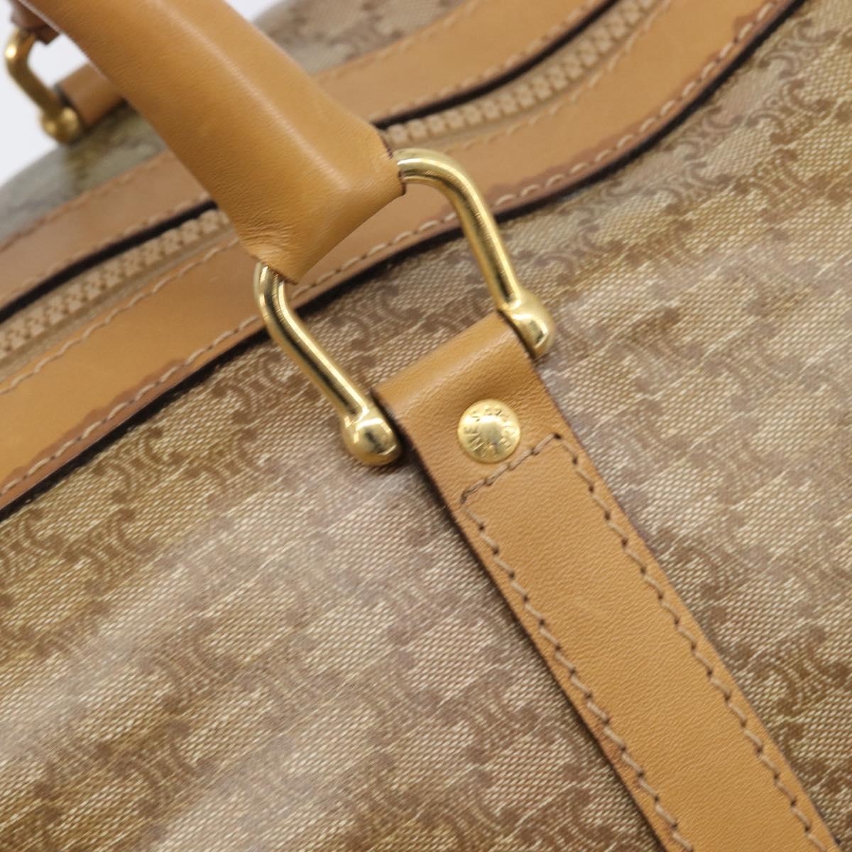 CELINE Macadam Boston Bag PVC Beige Gold Tone Auth 209796