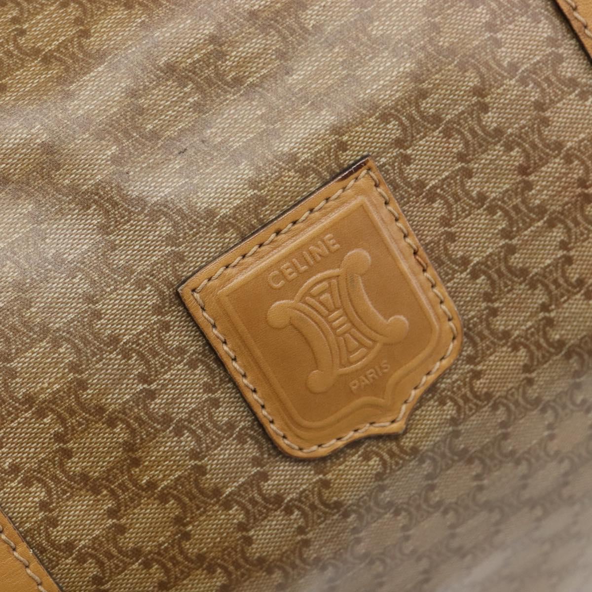 CELINE Macadam Boston Bag PVC Beige Gold Tone Auth 209796