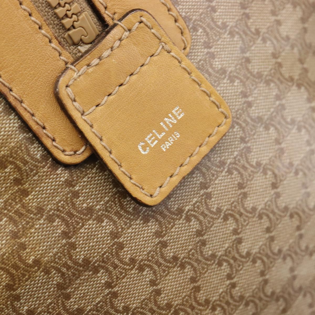 CELINE Macadam Boston Bag PVC Beige Gold Tone Auth 209796