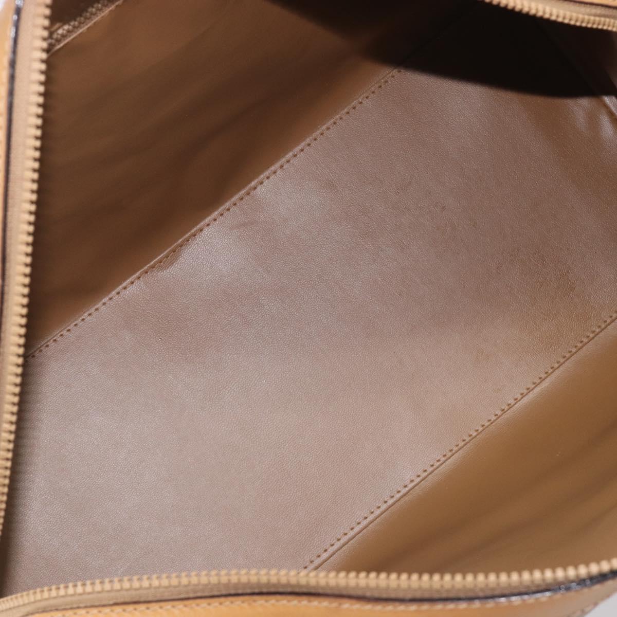 CELINE Macadam Boston Bag PVC Beige Gold Tone Auth 209796
