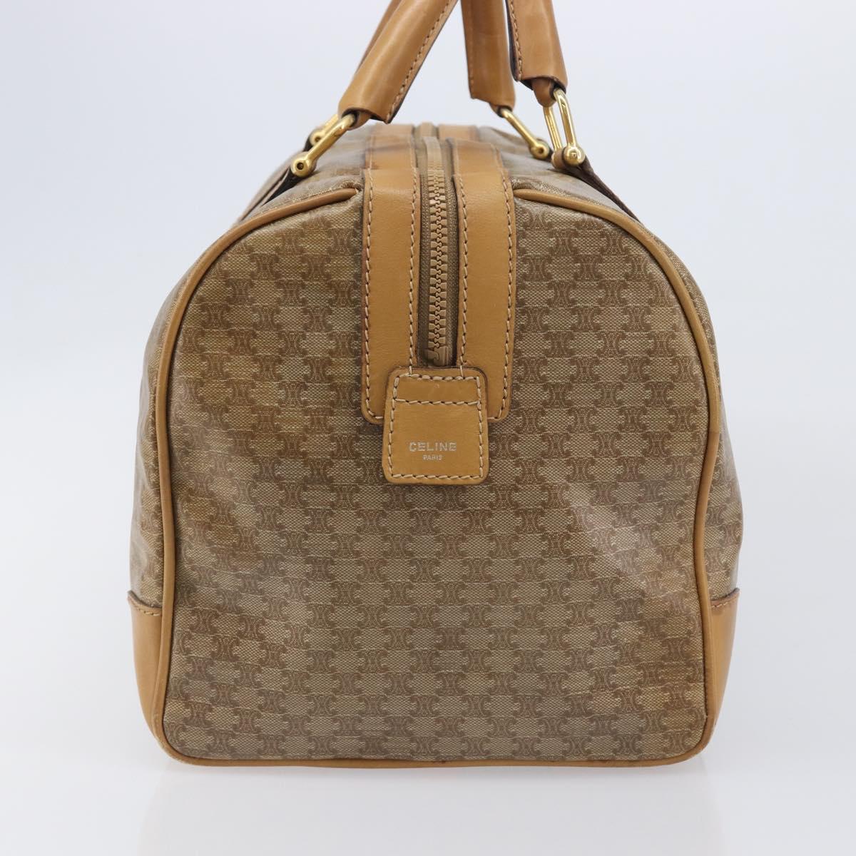CELINE Macadam Boston Bag PVC Beige Gold Tone Auth 209796