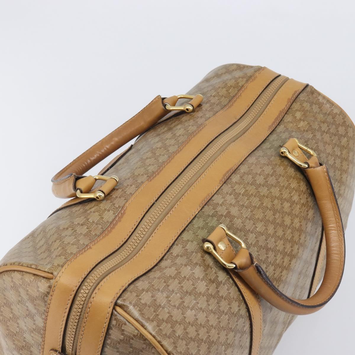 CELINE Macadam Boston Bag PVC Beige Gold Tone Auth 209796
