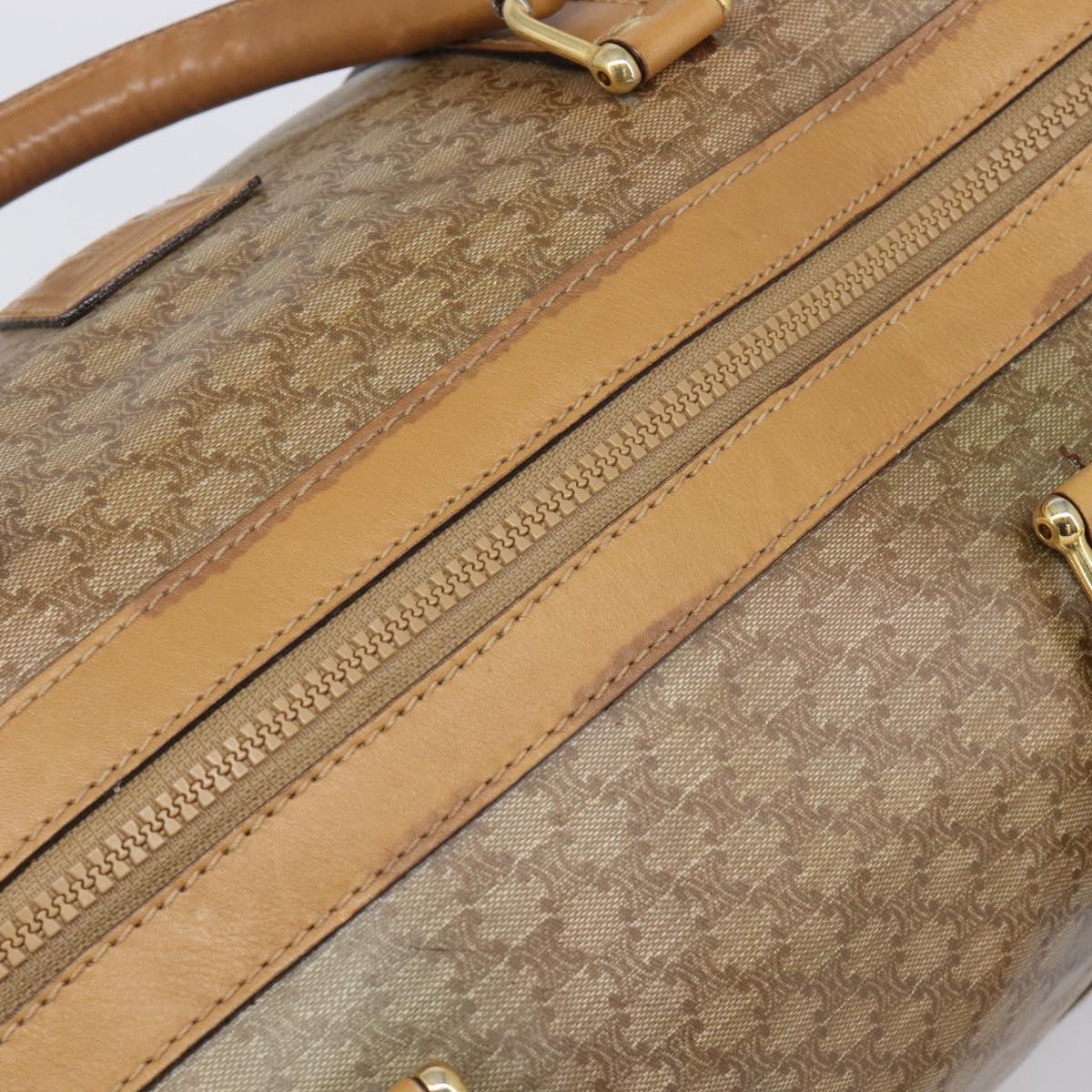 CELINE Macadam Boston Bag PVC Beige Gold Tone Auth 209796